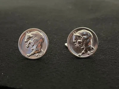 Винтажные запонки из стерлингового серебра с мотивом быка GEORG JENSEN DENMARK NO70 - Изображение 1 из 4