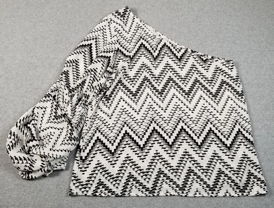 COLLECTIVE CONCEPT Top Mujer’s Grande L Negro Blanco Geométrico Abstracto Poliéster Foto 1 de 4