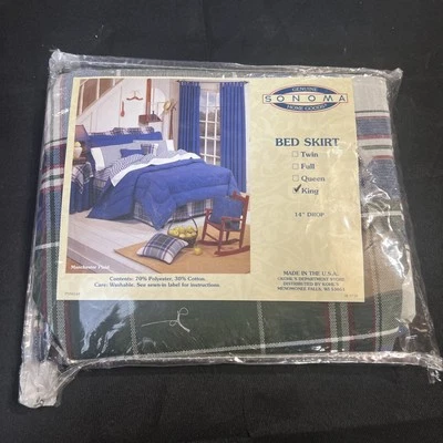 Falda de cama azul a cuadros Sonoma 14" King Home Goods Foto 1 de 2