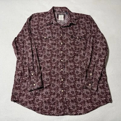 Camisa Occidental Panhandle Slim Para Hombre 2XL Granate Floral Perla A Presión Manga Larga XXL Foto 1 de 4