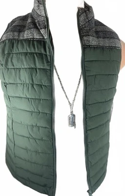 Ruff Hewn Vest men's Green Size Large  Black and White Quilted  Full Zip Pockets - Image 1 of 4