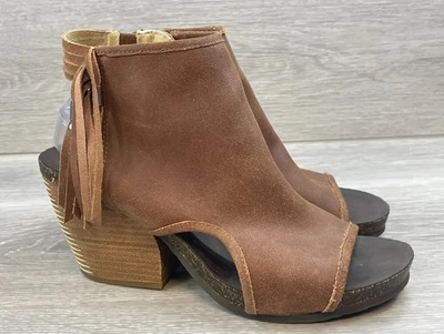 OTBT Free Spirit Para Mujer 10 Marrón Botín Cuero Bota Sandalia Flecos Western Boho Foto 1 de 4