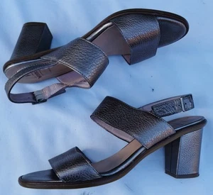 WONDERS Sz 39 Or 8 Bronze Grain Leather Mid Heel Sandal Comfort - Picture 1 of 9
