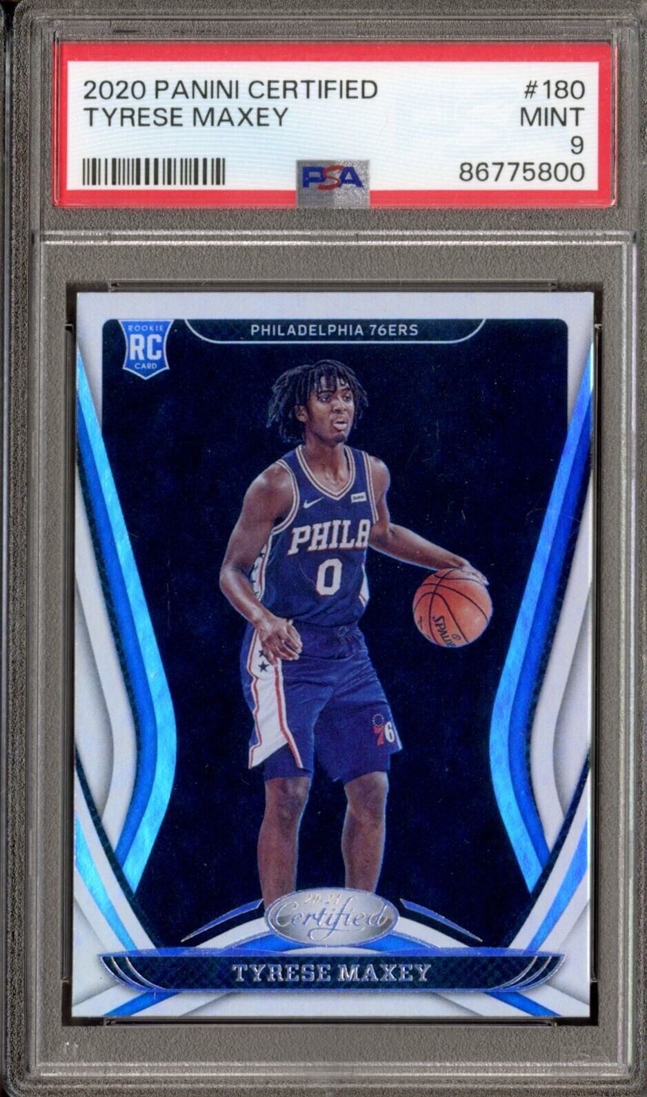 2020 Panini Certified Tyrese Maxey PSA 9 Mint #180 RC Rookie