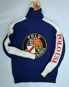 Polo Ralph Lauren Crest Cookie Downhill Ski Mens Wool Turtleneck Sweater Sz:S - Picture 1 of 6