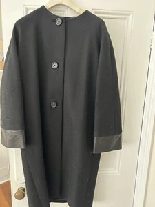 Scanlan Theodore Woolen Coat With Leather Trim Size 12 - Picture 1 of 4