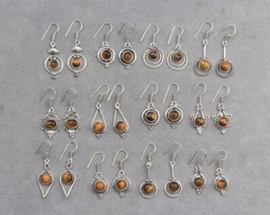 Pendientes Boho, Pendiente de Cristal Ojo de Tigre Natural, Preocupación Pendientes de Gancho Artesanales~ - Imagen 1 de 3
