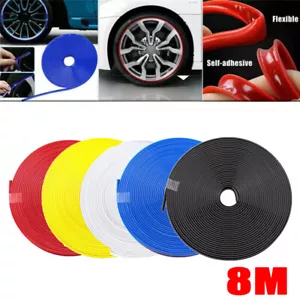 8M Car Wheel Rim Edge Protector Rubber Strip Line Vehicle Tire Guard Sticker - Picture 1 of 10