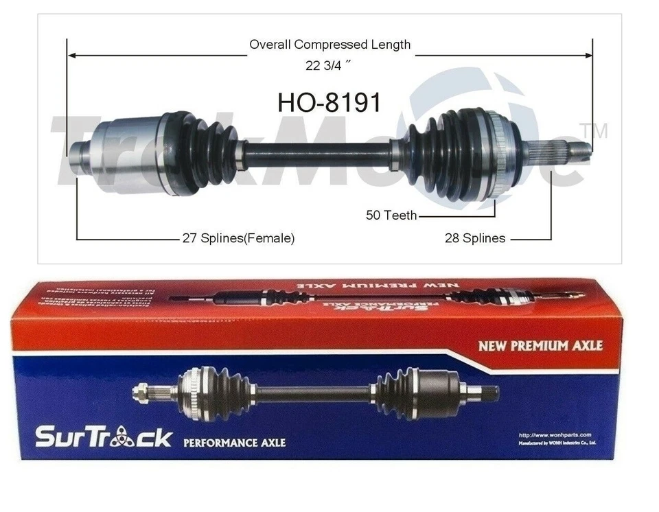 Eje CV SurTrack HO-8191 para pasajero delantero derecho para Acura RSX 02-06 tipo S Foto 1 de 1