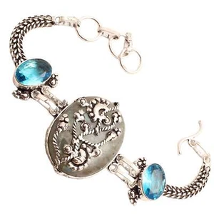 Labradorite Edelstein Versilbert Armband Handmade Schmuck Geschenk 21 G BR-728 - Bild 1 von 3