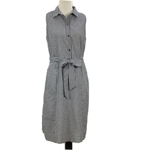 ENFOCUS STUDIO Dress *size 8 Sleeveless Gingham Shirt Dress Black White Check - Picture 1 of 6