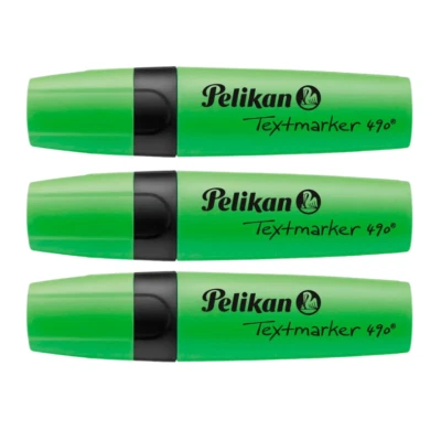 3 x Pelikan Textmarker Leuchtmarker Highlighter 490  Marker 2 - 5 mm, grün - Bild 1 von 3