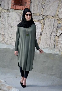 Tunika-Tunik-Hijab Kleid-langer Oberteil-Tesettür H-572  - Bild 1 von 5