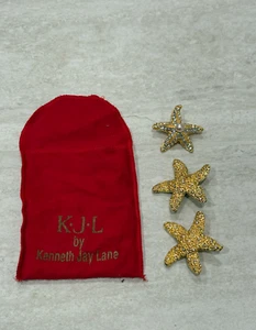 Kenneth Jay Lane Starfish Clip Earrings Necklace Set KJL Jewelry - Picture 1 of 5
