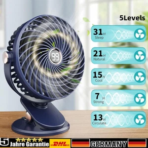 Mini Tisch Lüfter Leise Ventilator Clip Tischventilator mit Akku Leise USB Fan - Bild 1 von 15