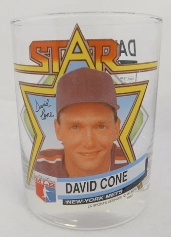 David Cone New York Mets 1992 MLB Baseball Star Water/Juice/Scotch Glass Rare Cover