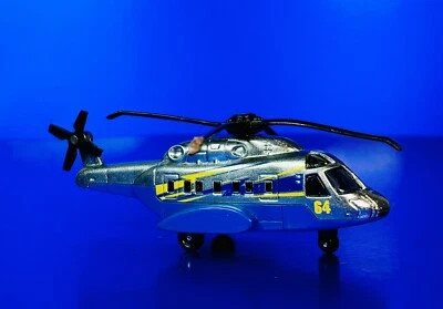 Matchbox Mattel 2003 Mission Chopper Helicopter Blue Silver - Image 1 of 4