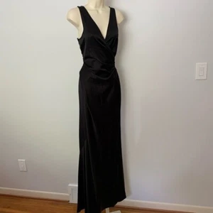 DVF Diane von Furstenberg Sura black satin gown long maxi dress formal new 0 - Picture 1 of 7