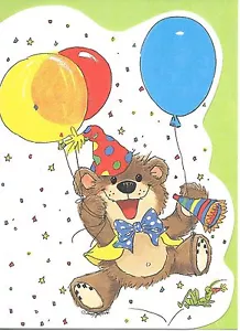 Suzy's Zoo Happy Birthday Brown Bear & Balloons Greeting Card - Bild 1 von 3