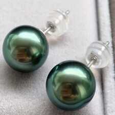 16 MM Peacock Blue Shell Pearl Stud Earrings 925 silver Gift Beautiful Diy