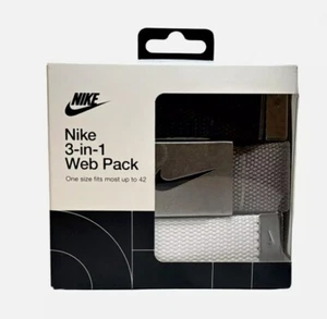 nike 3-in-1 web belt pack one size fits most up to 42 black, grey & white - Picture 1 of 2