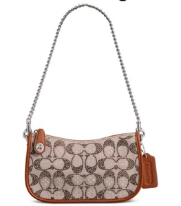 ❤️ Bolso de hombro Coach Swinger 20 cristal en ámbar bruñido firma jacquard - Imagen 1 de 10
