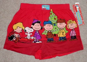 Peanuts Gang Christmas Boxershorts "Happy Holidays!" Rot Herren Große Neu - Bild 1 von 2