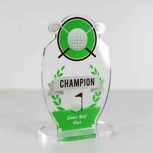 ACRYLIC COLOUR TROPHY AWARD CUSTOM DESIGNED FOR GOLF SPORTS ACHIEVEMENT - Picture 1 of 4