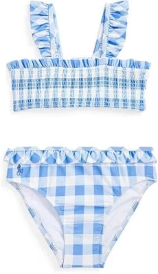 Polo Ralph Lauren Gingham 2 Piezas Traje de Baño Blanco Tallas Caladas Bebé a Niña 12 Foto 1 de 2