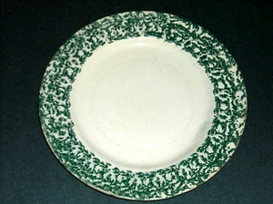 Small 6" Green & White Sponged Spatterware Plate Sebring OH Spongeware Stoneware - Picture 1 of 2