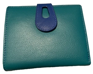 Cartera de cuero genuino ILI con RFID en aguamarina/cobalto - Imagen 1 de 6