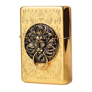 Zippo Lion Gate GOLD Lighter Genuine Org Packing 6 Flints set Free GIFT - Picture 1 of 13