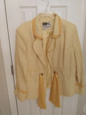Blazer Ben Marc International Cuentas Amarillo Manga Larga Talla 16 Vintage Mezcla de Poliéster Foto 1 de 4
