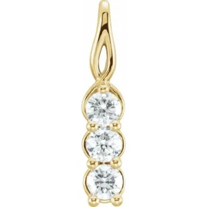 14K Yellow 1/3 CTW Lab-Grown Diamond Three-Stone Pendant - Imagen 1 de 2