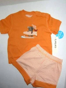 Carter's Bebé Niños Talla 9 Meses 2 piezas Conjunto Corto Bordado Surfer Dude Nuevo con Etiquetas - Imagen 1 de 3