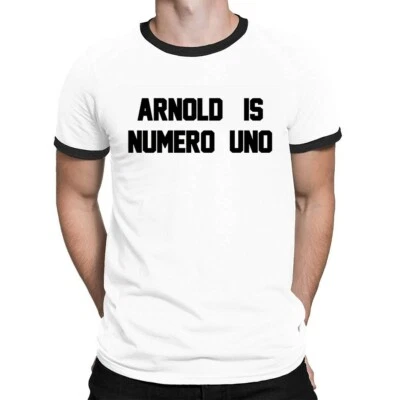 BUZZ SHIRTS Camiseta Arnold Is Numero Uno para Hombre ORGÁNICA Algodón Ringer Retro Cumpleaños Eco Regalo