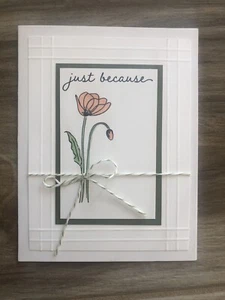 Card Set Of 4 Stampin Up Painted Poppies Old Olive Colored W/ Copics - Picture 1 of 2