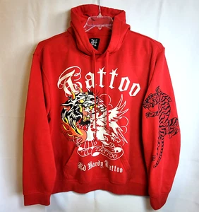 Ed Hardy Men's 2XL Tattoo Hoodie Red Tiger Sweatshirt C8 - Picture 1 of 11