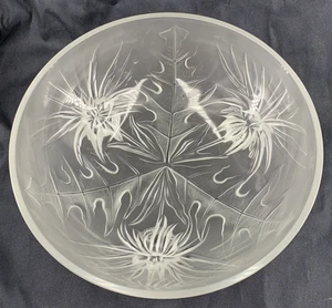 Verlys Bowl Thistle Pattern Frosted Pressed Art Glass 8.5" Signed 1930s - Picture 1 of 8