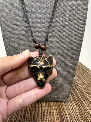 Collar Colgante Lobo Artesanal | Ajustable 18-30 pulgadas Tribal Boho Unisex Foto 1 de 4