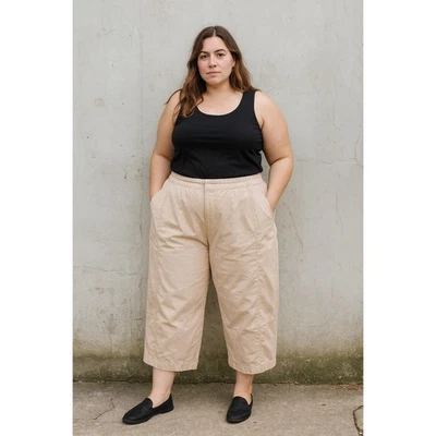 Anthropologie Pilcro The Izzie Relaxed Pull-On Barrel Pants Womens 2X Beige Boho - Image 1 of 4