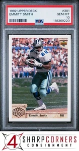 Cubierta superior #301 1992 Emmitt Smith Cowboys Hof PSA 10 - Imagen 1 de 2