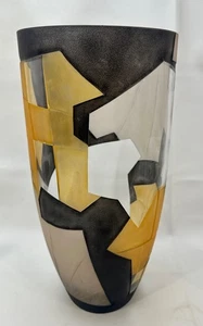 Large 15" Rebecca Odom Studio Art Glass Vase Sandblasted Cameo Style Signed 2001 - Picture 1 of 14