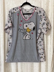 Peanuts Snoopy graues stretchiges Scrub Top Damen L - Bild 1 von 3