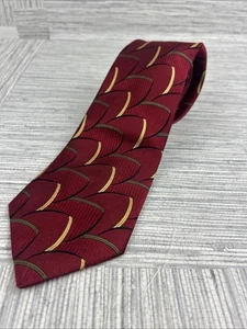 Corbata geométrica multicolor de vino tinto LANDS END para hombre arte de seda tejida en EE. UU. - Imagen 1 de 5