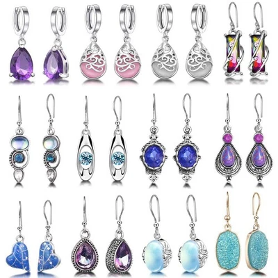 12 pares de aretes colgantes de cristal drusa lágrima para mujer circonita cúbica... Foto 1 de 4