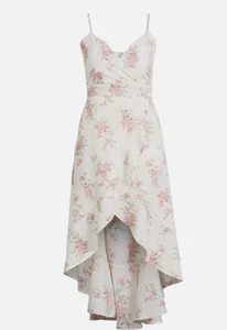Mujer Talla XL Crema Floral Alta Baja Correa Vestido Envolvente Volantes Boho Glam Cottagecore - Imagen 1 de 11