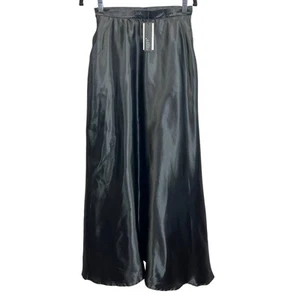 Zanzea Black Satin Long Maxi Black Skirt A-Line High Waist Flowy Evening Party M - Picture 1 of 8