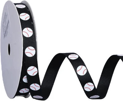 Baseball Ribbon, 3/8 Inch Grosgrain Sports Ribbon for Crafts Hair Bows Gift Wrap - Image 1 of 4