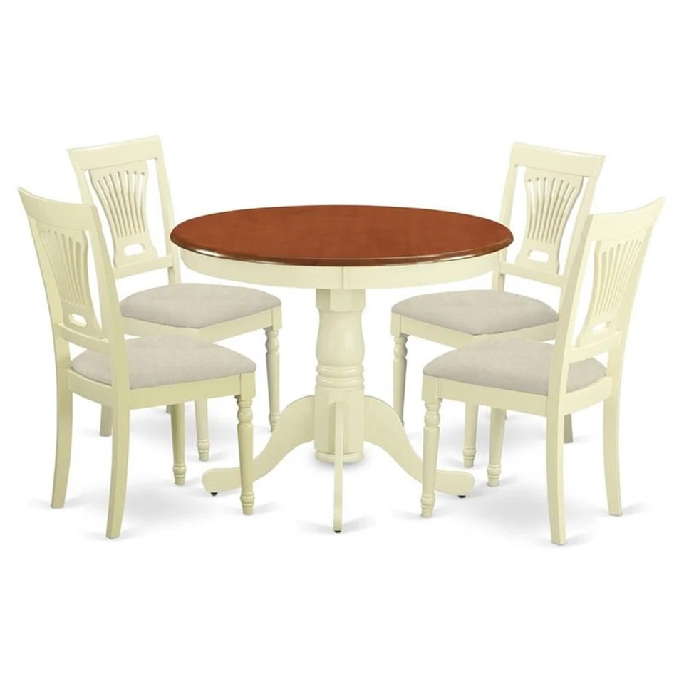 East West Furniture Antique 5-piece Kitchen Table Set with 4 Chairs in Cherry - Image 1 of 4